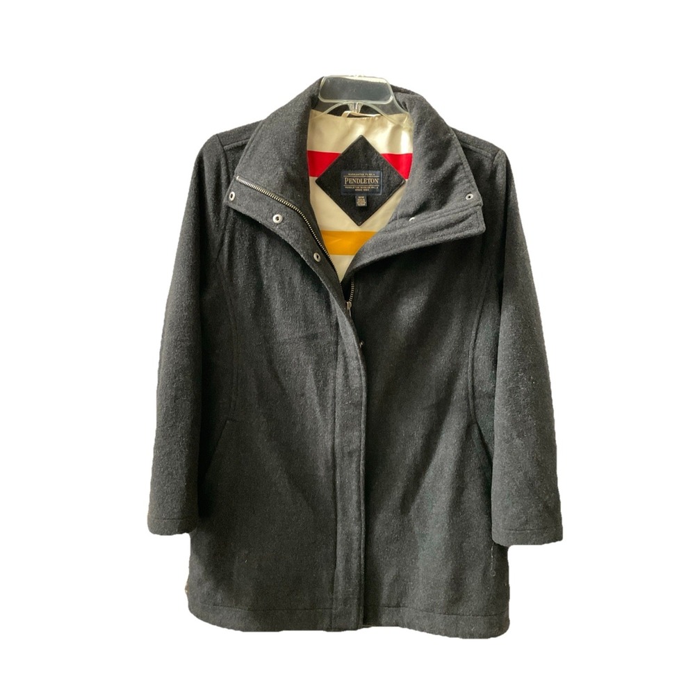 Pendleton Women's Med Water Resistant Cascade Wool Campbell Coat Charcoal